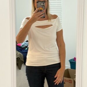 White Off-Shoulder Cutout Top